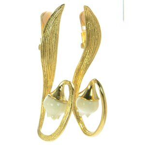 Oscar de la Renta Resin Lily Of The Valley Clip-on Drop Earrings